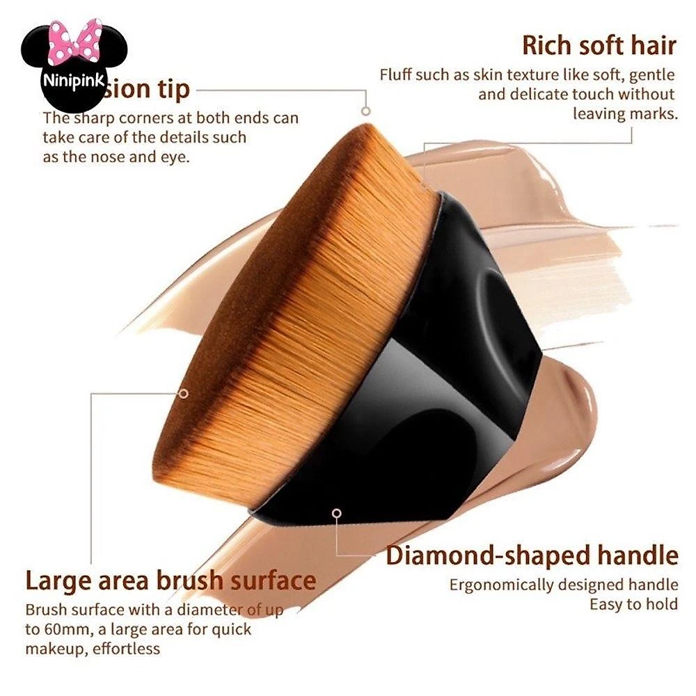 Pincel de Maquiagem Base Kabuki Hexagonal com Cabo Diamante 3D e Estojo Preto OEM