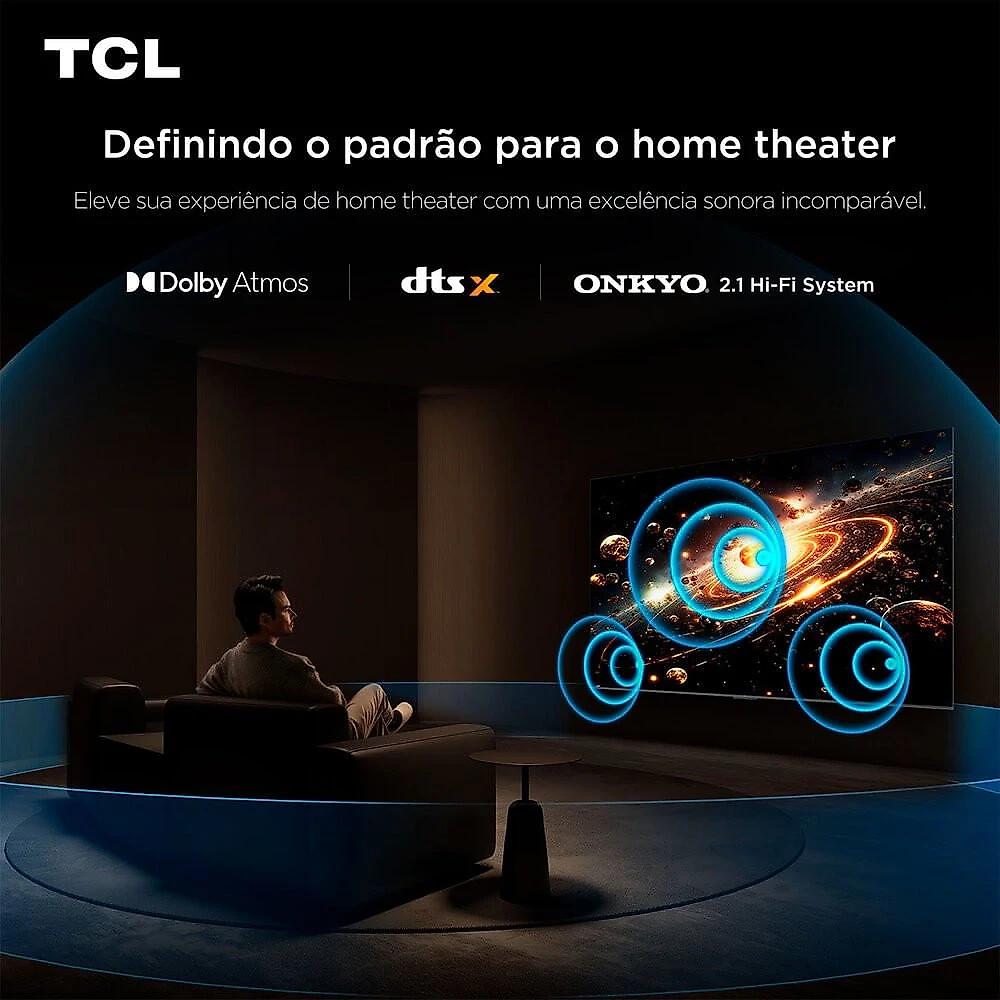 Smart TV TCL 55 AI, 4K UHD, QLED Mini LED, Android TV - 55C6K Preto - C6K - Smart TV - Bivolt