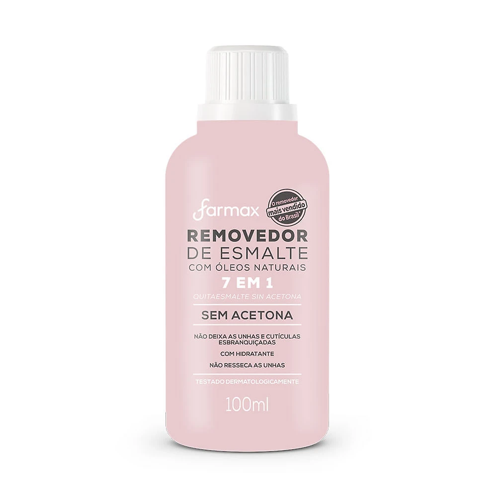 Removedor de Esmalte Farmax com Óleos Naturais 7 em 1 Sem Acetona 100ml