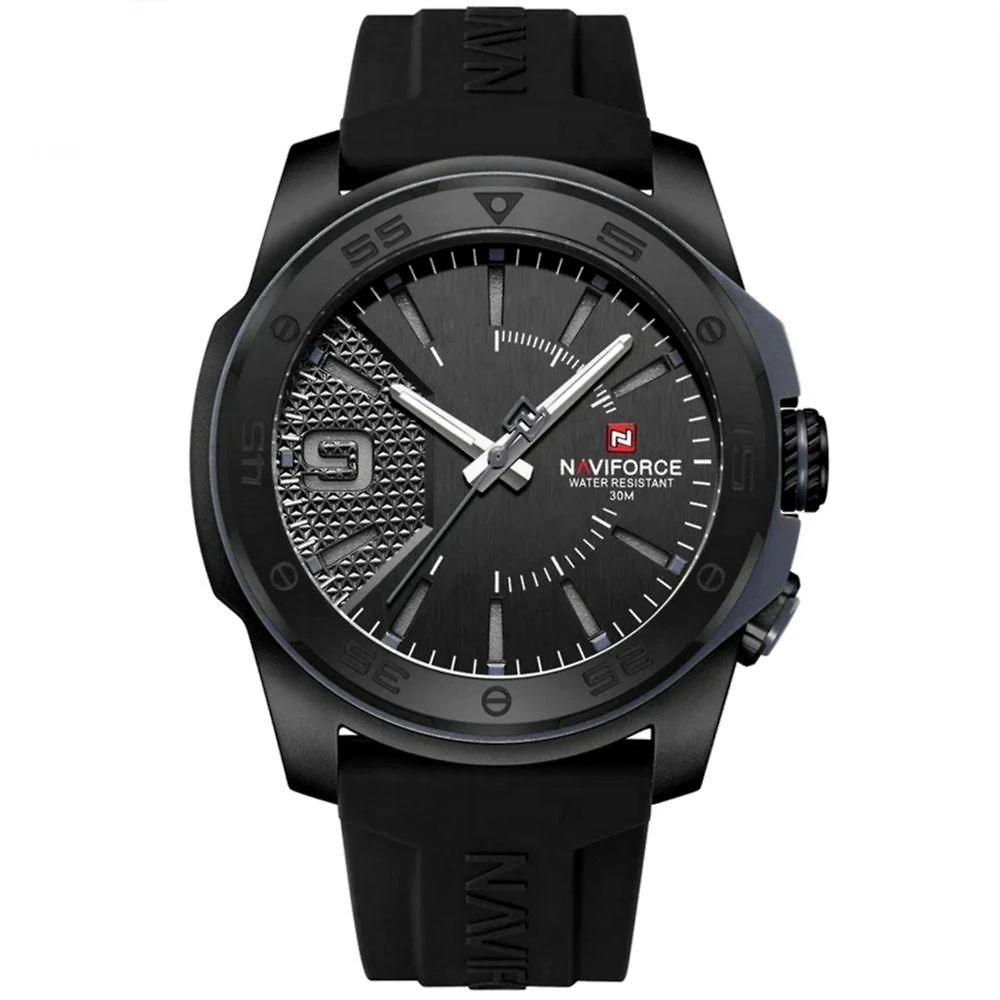 Relógio Quartzo Display Luminoso Esportivo A Prova água Pulseira De Silicone 5atm Preto Fosco