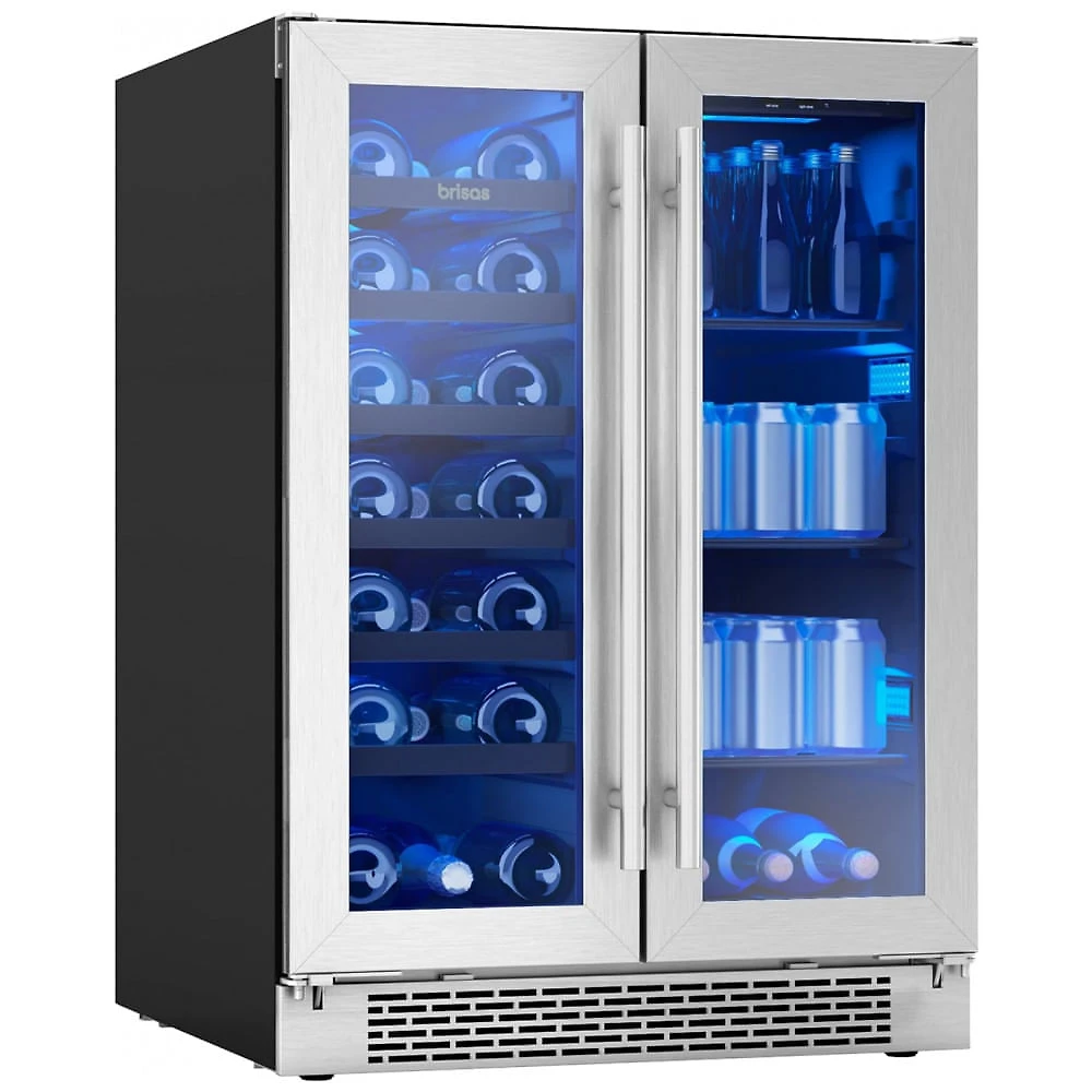 Adega Climatizada com Zona Dupla para 21 Garrafas e 64 Latas,110V, Zephyr, Prata