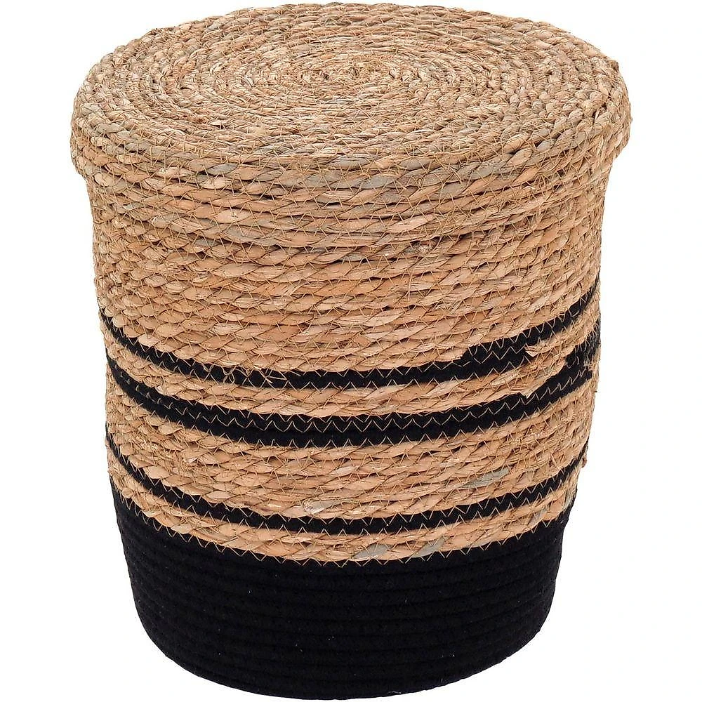 Cesta Fibra Preto 3Pç Com Tampa