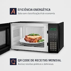Micro-ondas Mondial 21 Litros 1200W Função Tira Odor e Manter Aquecido Preto 110V