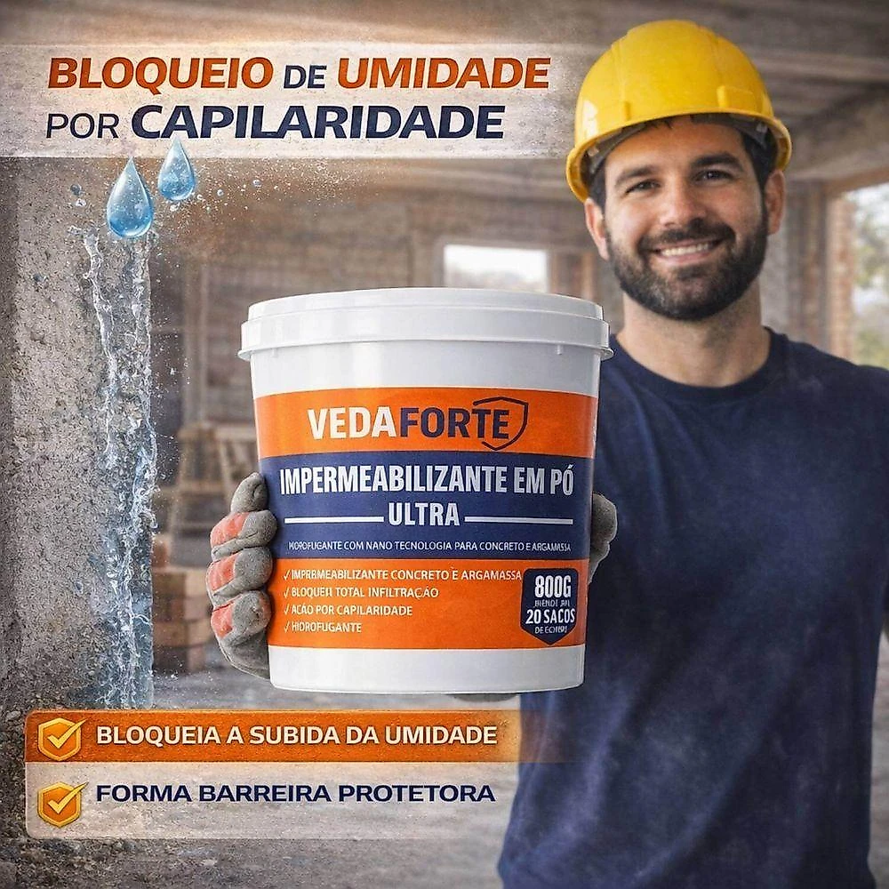 Aditivo Impermeabilizante em Pó Ultra Hidrofugante com Nanotecnologia Alta Performance 800g