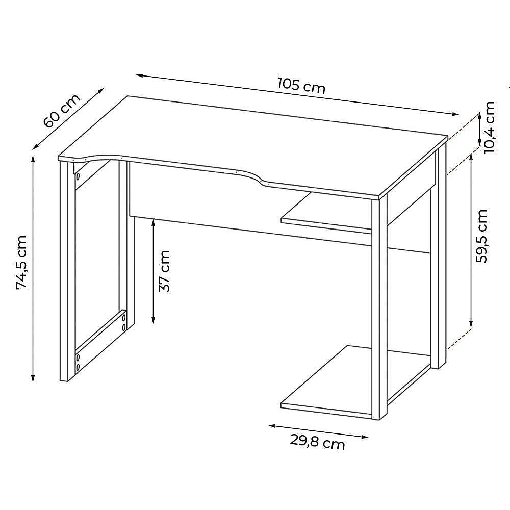 Mesa para Escritório Gamer ME4161 Home Office MDP 105cm Preto-vermelho Gran Belo