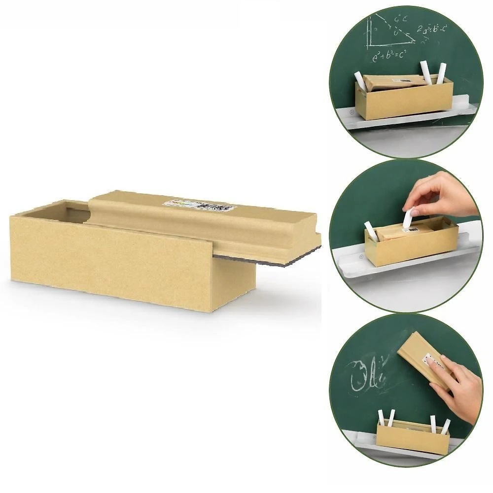 Apagador com Porta Giz Yeet Mdf para Quadro Negro Lousa Verde Estojo Madeira Escola Empresa Portatil