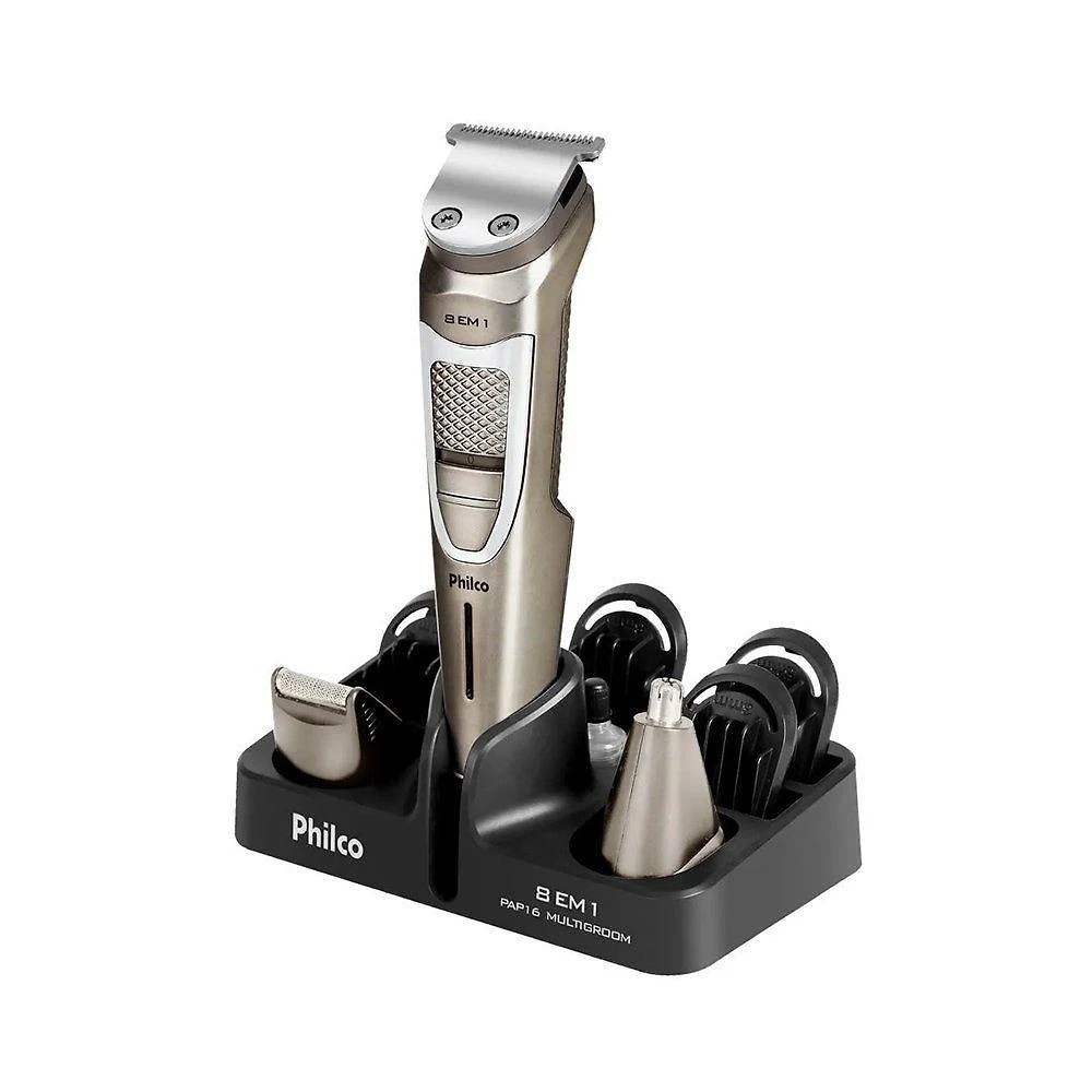 Aparador de Pelos Philco Multigroom 8 em 1 PAP16 sem Fio Preto 110V