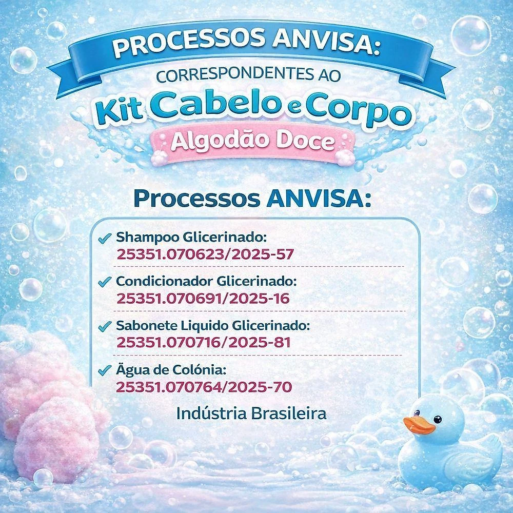 Kit Higiene Infantil Bebelinho Algodão Doce Shampoo Condicionador Sabonete Colônia Bio Instinto
