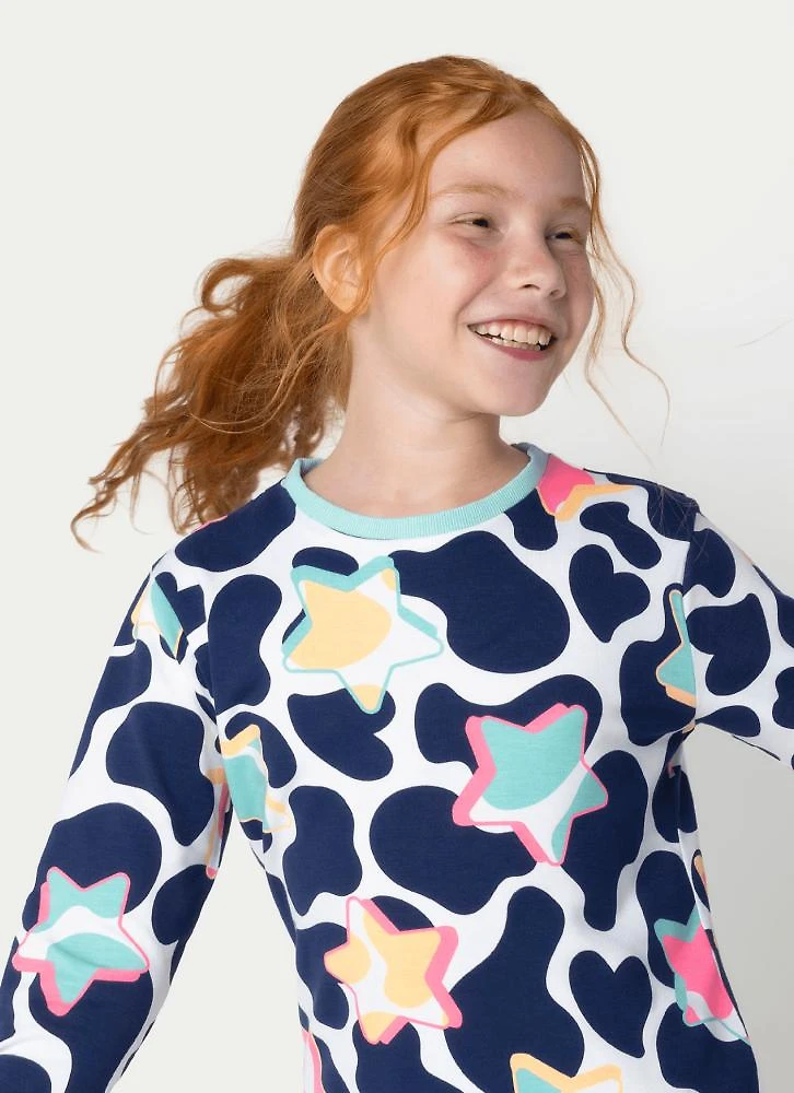 Pijama manga longa ultra visco menina teen vaca moosic