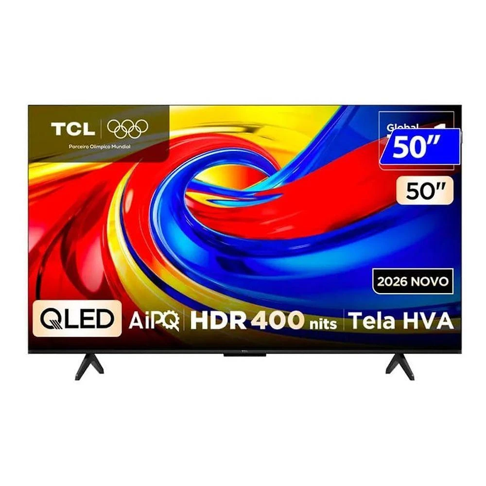 Smart TV TCL 50P7L 50" 4K Ultra HD QLED Preto Google TV Wi-Fi Bluetooth 110V