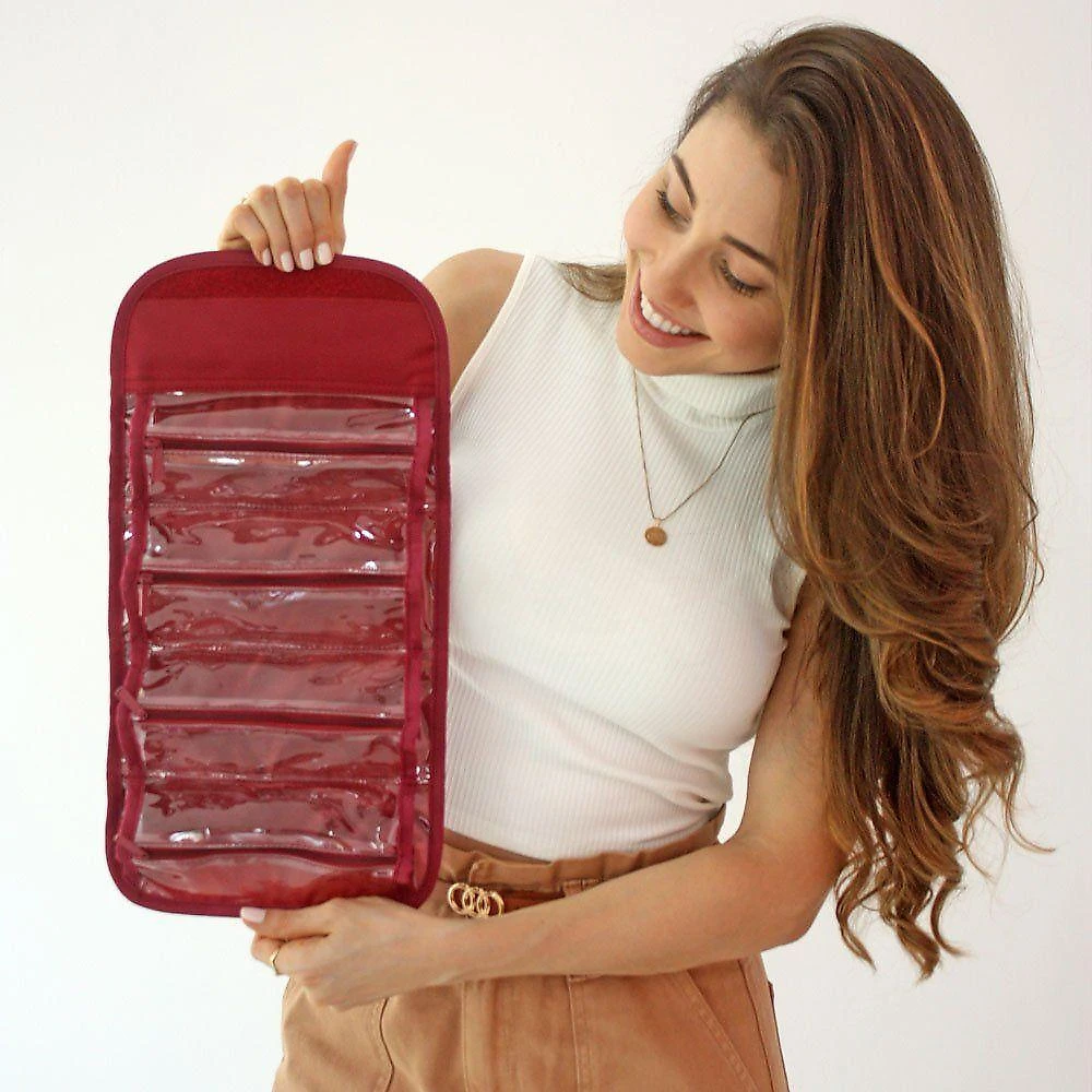 Kit Bolsa Transparente + Necessaire Rocambole Vinho