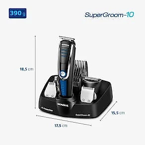 Aparador de Pelos Mondial Super Groom 10 em 1 BG-03 Sem Fio Preto/Azul - Bivolt