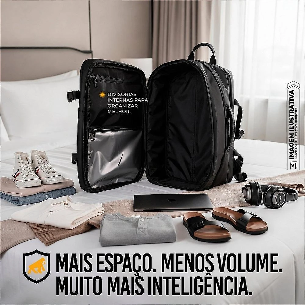 Mochila Mala de Mão para Notebook Até 17 Gshield Survivor 38L Preto