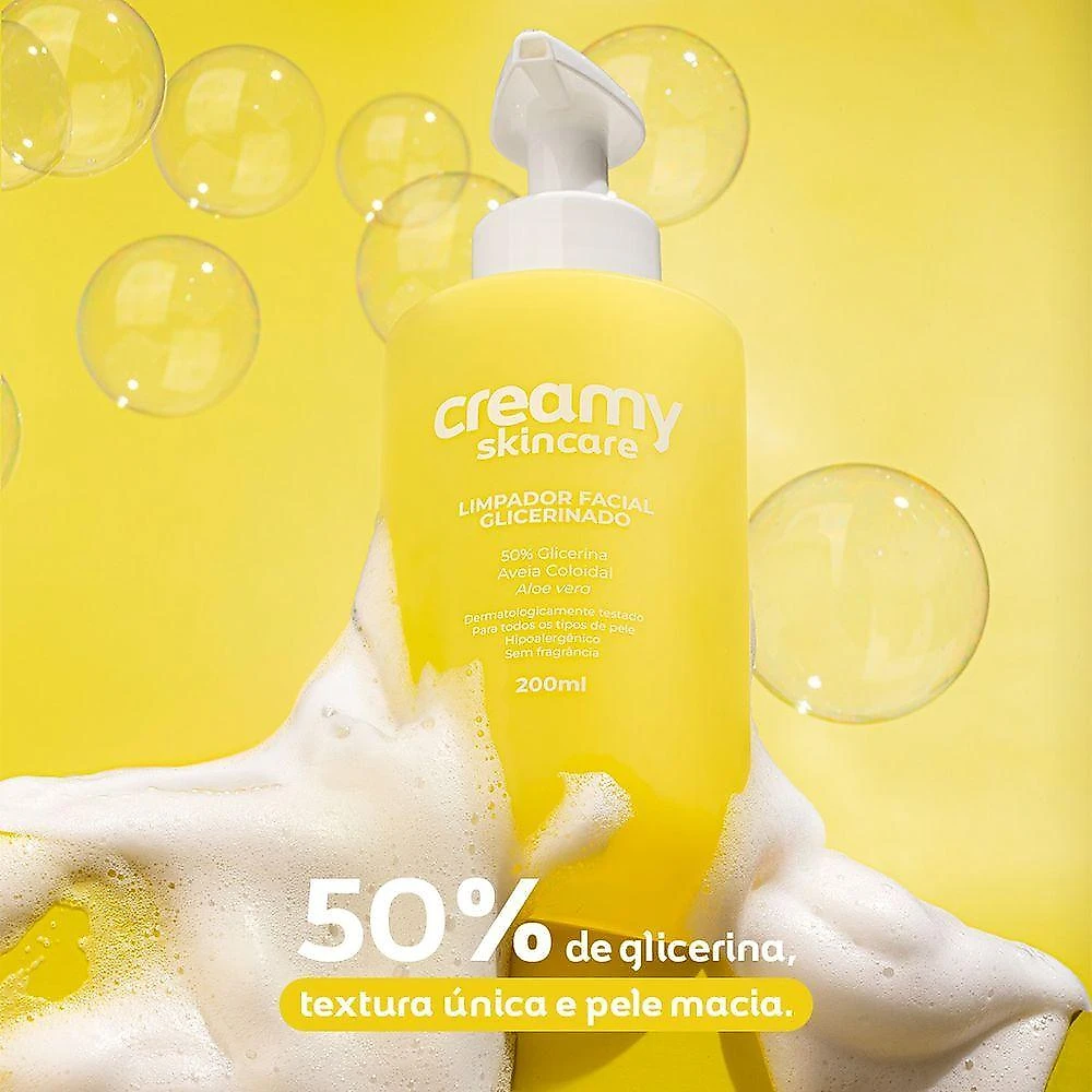 Kit Skincare Creamy Limpador Glicerinado Protetor Solar Retinal com FPS 60 e Retinaldeído 0,05%