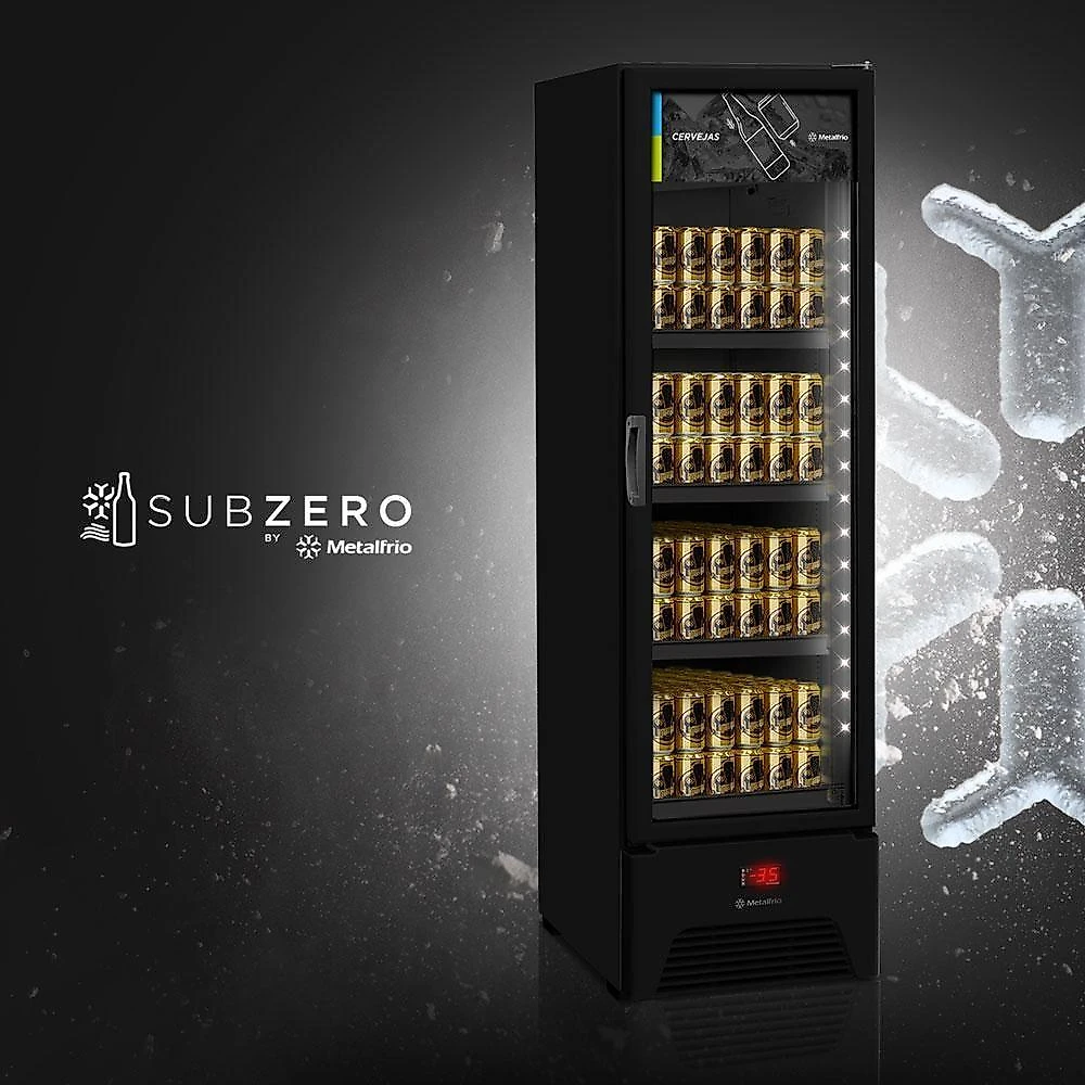 Cervejeira Expositor Vertical Porta De Vidro 293 Litros Vn28rh All Black 127v - Metalfrio 127V