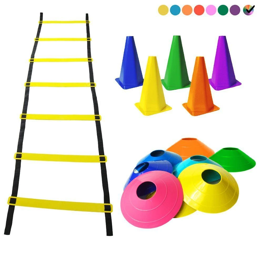 Kit Funcional Agilidade 5 Chapéus 5 Cones e Escada 2 5m para Exercícios de Coordenação Amarelo OEM