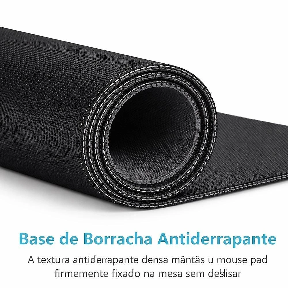 Mouse Pad Preto Grande 30x60 para Mesa com Base Antiderrapante e Superfície Lisa para Teclado