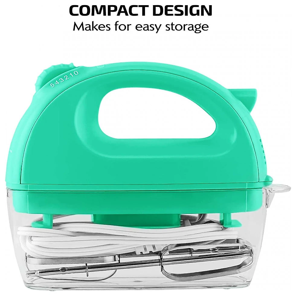 Ovente HM161T Batedeira de Mão Elétrica com 5 Velocidades, 110V 150W, Verde