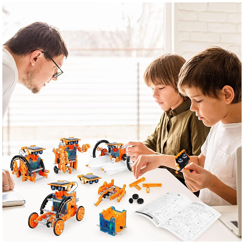 Robô Educacional STEM 13-EM-1 Movido A Energia Solar Para Crianças De 8 A 12 Anos, Kit Científico DIY Para Experimentos Robóticos.