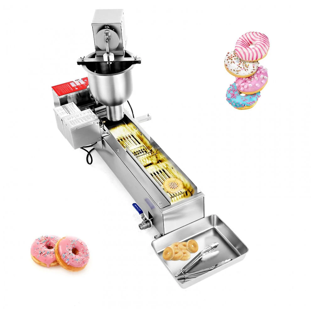 Máquina de Donuts Automática VEVOR DH-15L Inox 3 Tamanhos Fritadeira Comercial 3000W 110V
