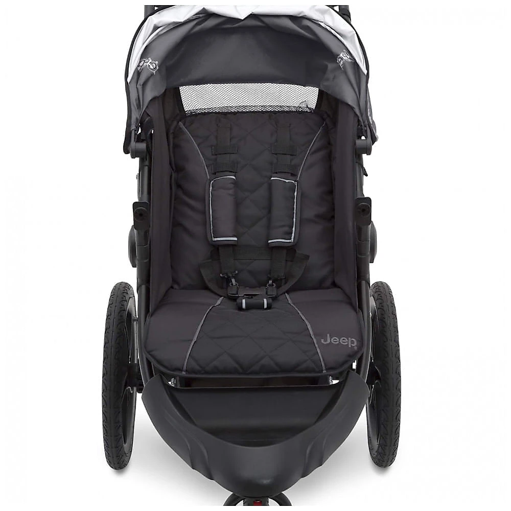 Carrinho de Corrida Jeep Classic Cinza Sistema de Viagem com Suspensão e Compatibilidade com Cadeirinha