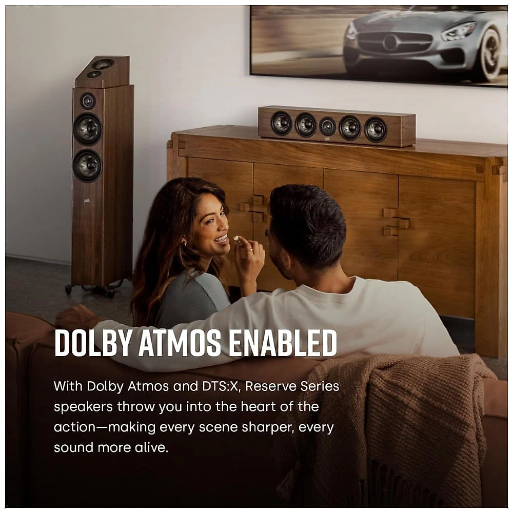 Caixa de som torre Polk Audio Reserve R600 preta para home theater estéreo 200W