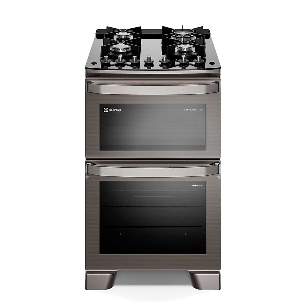 Fogão de Piso Electrolux de 04 Bocas Experience com Duplo Forno e Mesa de Vidro - FE4DG 110