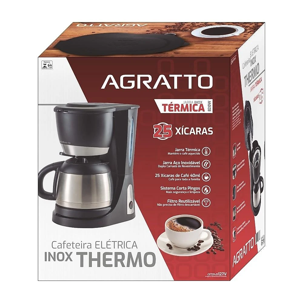 Cafeteira Elétrica Agratto CET25, Thermo Inox 110 Volts