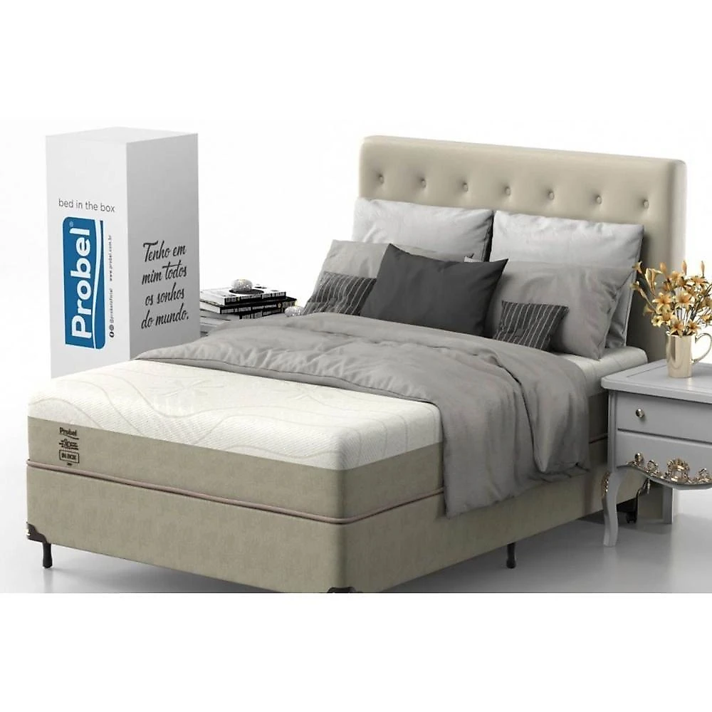 Colchão Casal Espuma D33 Euro Pillow Top 138x188x25CM Bege Probel