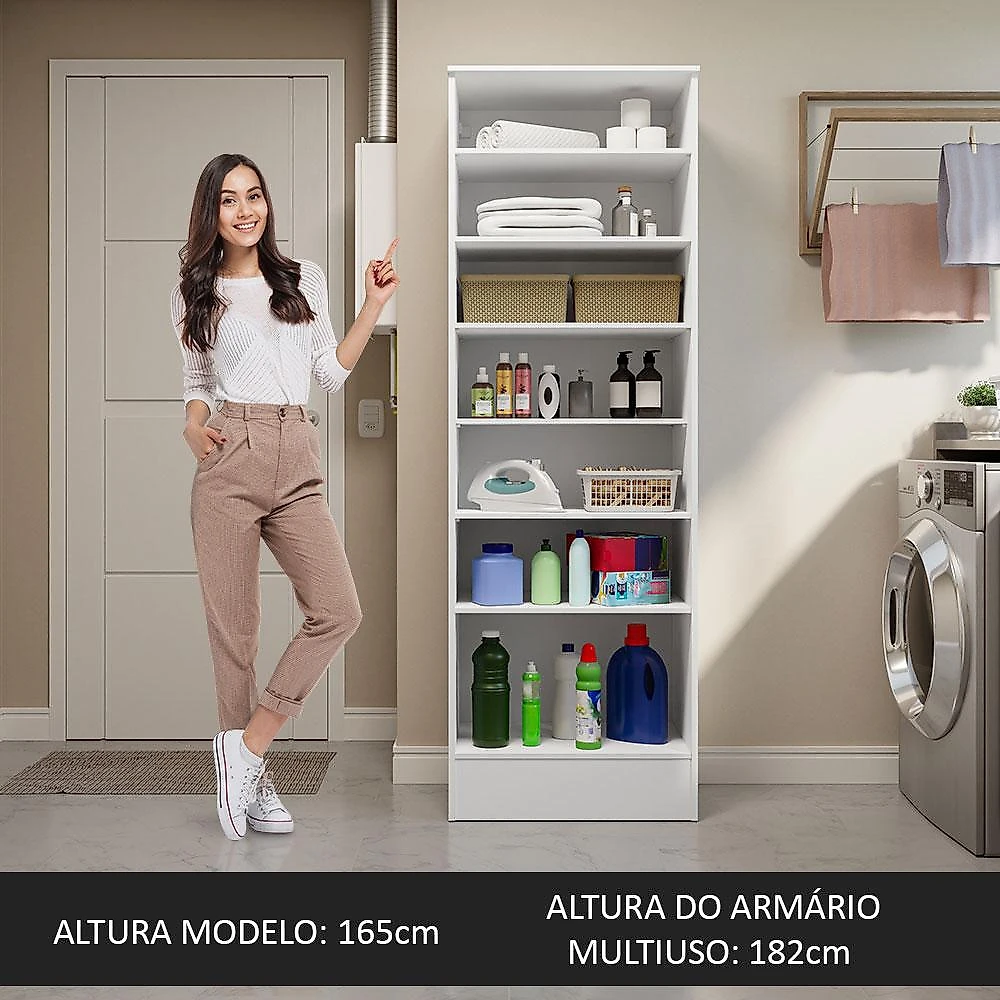Armário Multiuso 60 cm 1 porta Branco Madesa Branco