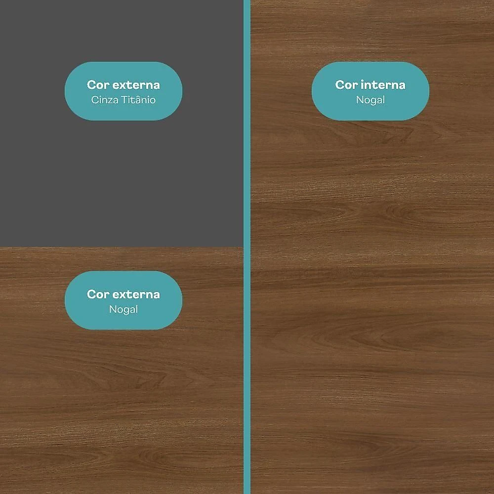 Cozinha Milla One 12 Portas 3 Gavetas MDF-MDP 310CM Nogal Móveis Carraro