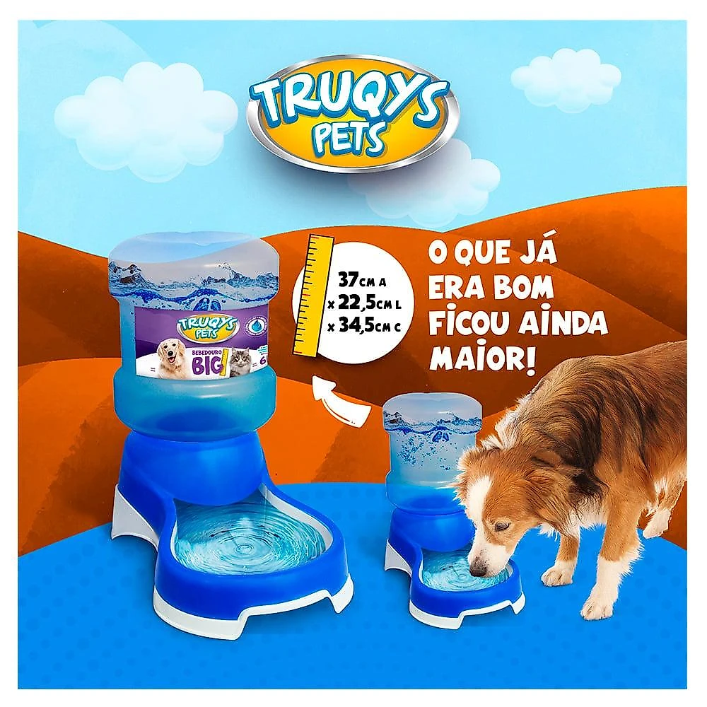Bebedouro Automático Truqys Pets Preto com Galão - 6 Litros