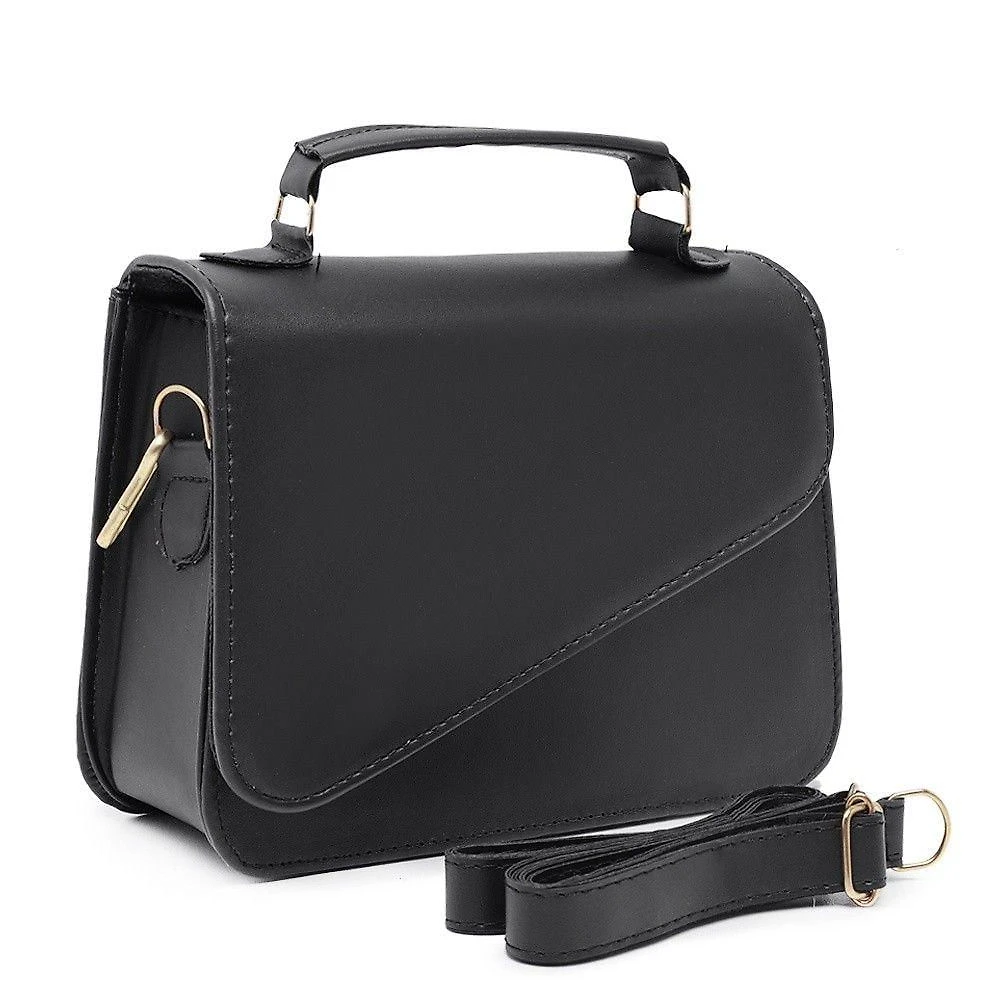 Bolsa Feminina OEM Lolita Pequena Clutch em Couro Ecológico 14x17x6 cm Preta
