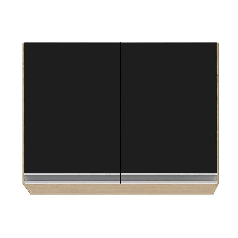 Armário De Cozinha Modulado De Canto 8 Peças Cp25 Balcão Sem Tampo Castanho/preto - Lumil