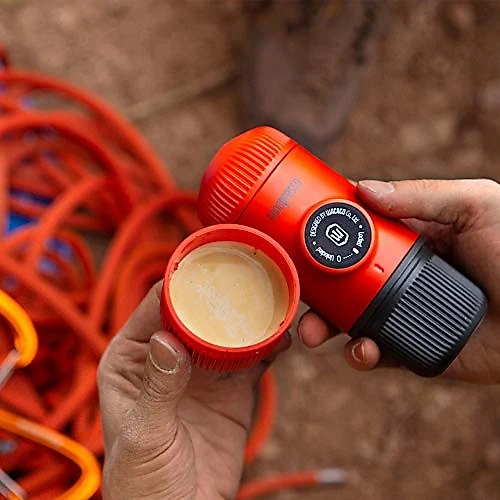 Máquina de Café Expresso Portátil 261 PSI 156cm 80ml de Água Mini Manual Vermelho Lava