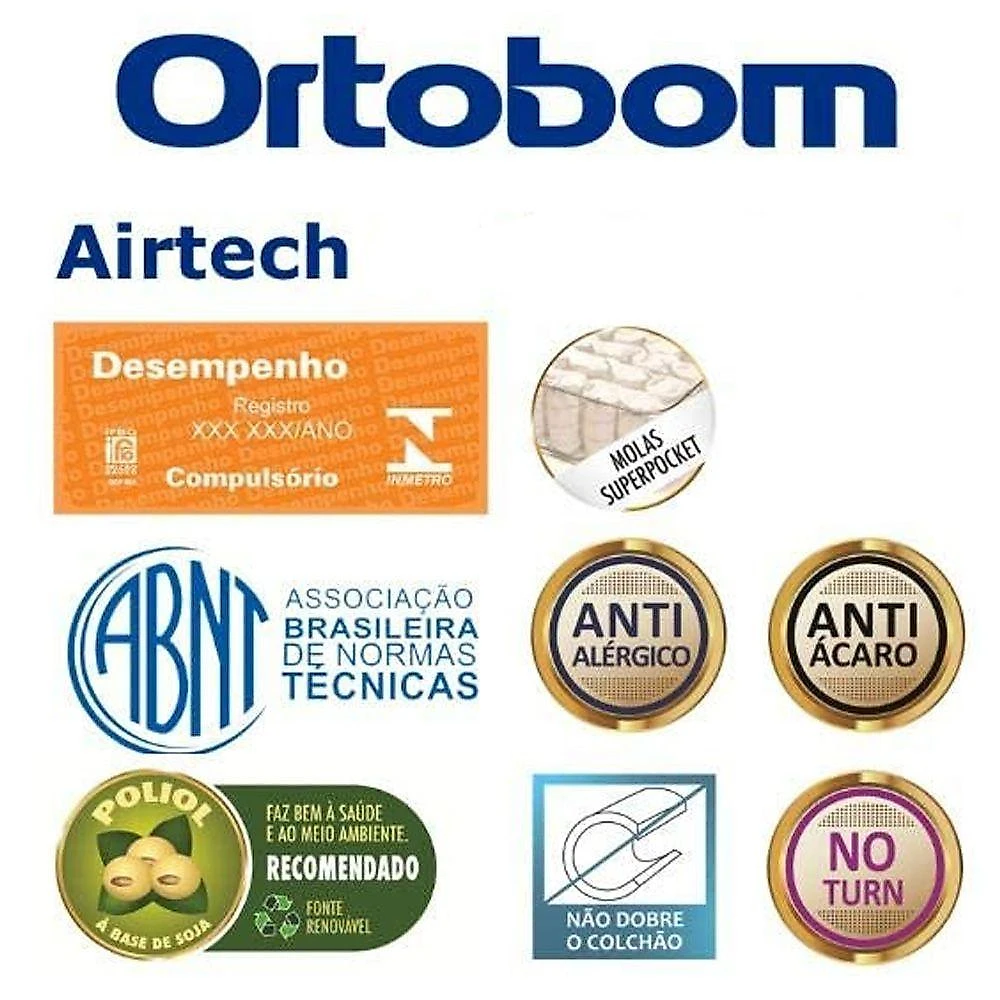 Cama Box com Colchão King Airtech Molas Ensacadas Madeira Cinza Ortobom