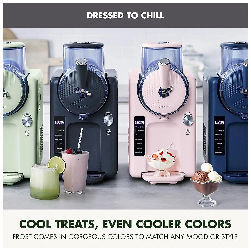Máquina de Sorvete e Bebidas Congeladas GreenPan Frost 15-em-1, Cinza, Compressor Integrado, 6 Modos 7 Texturas, Sem Pré-congelamento, CC009823-001