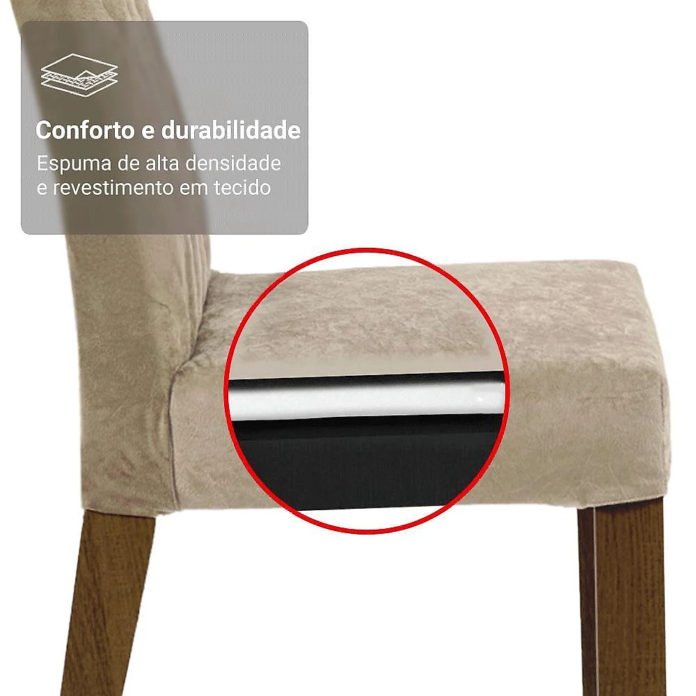 Conjunto sala de jantar tampo de madeira 4 cadeiras rustic/imperial romã madesa