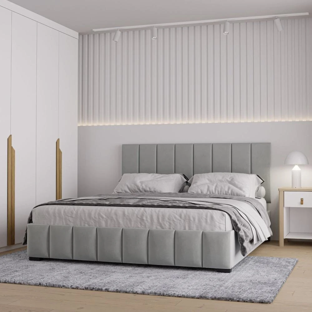 Cama com Cabeceira Queen Estofada Uvaia CabeCasa MadeiraOriginals