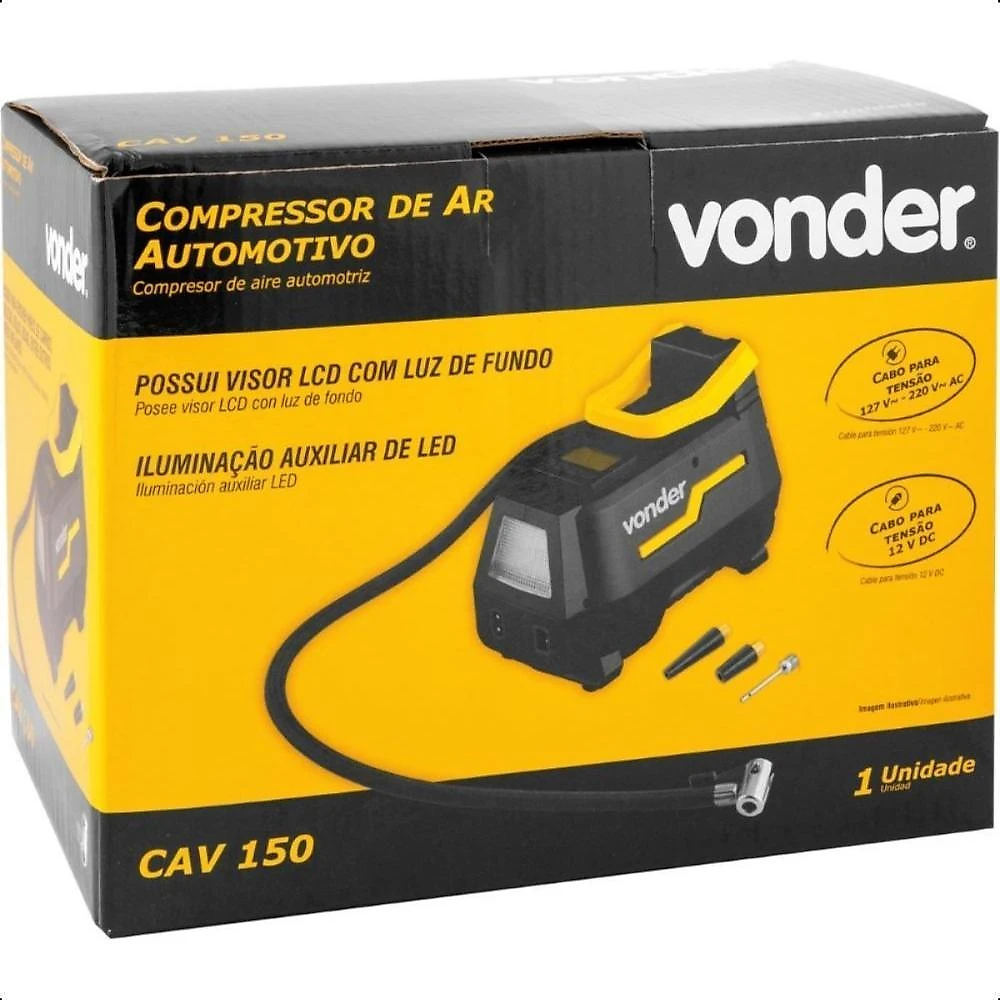 Compressor ar automotivo cav150 12v ou 127v/220v biv vonder