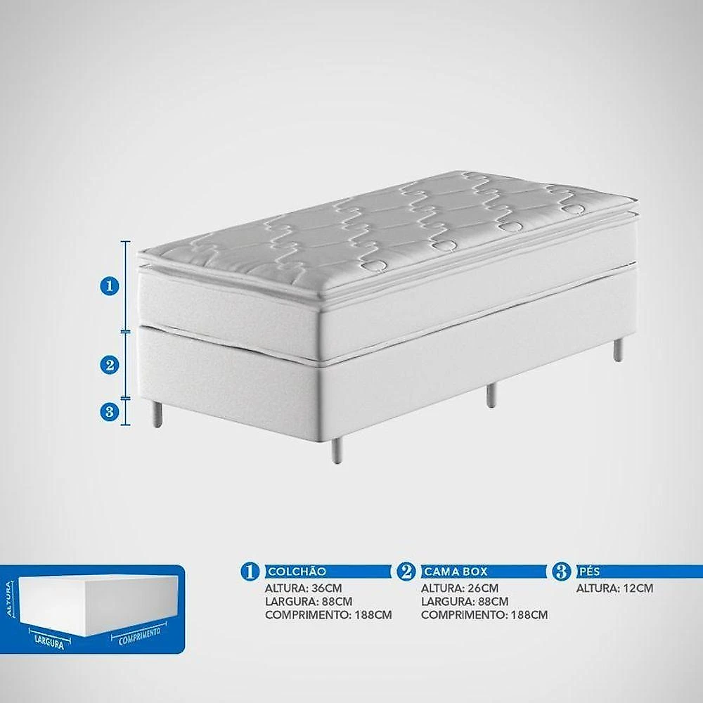Conjunto Box Solteiro Mola Ensacada Prodormir New Paris