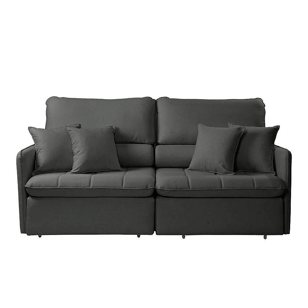 Sofá Adams 4 Lugares Retrátil e Reclinável 214CM Preto Linho D'Rossi
