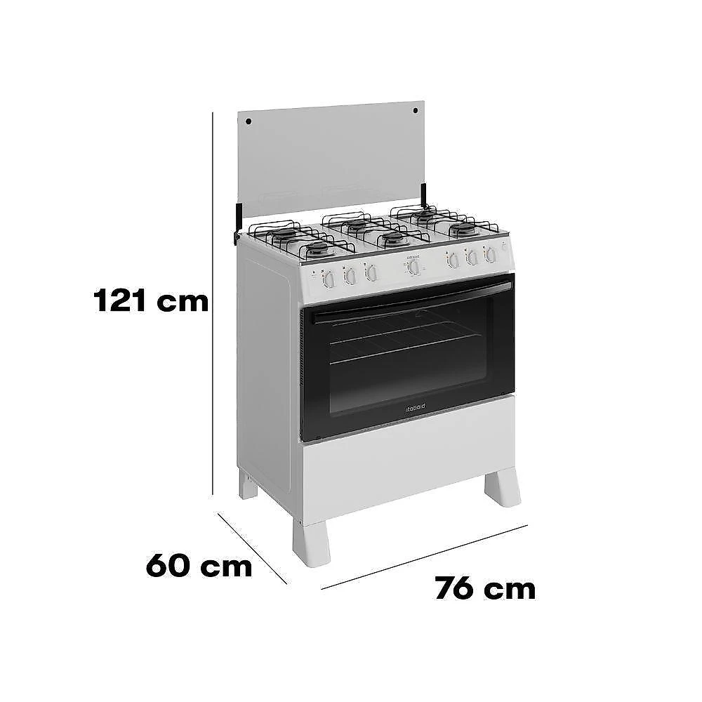 Fogão itatiaia star new piso 6 bocas branco mesa de inox bivolt 3700000473