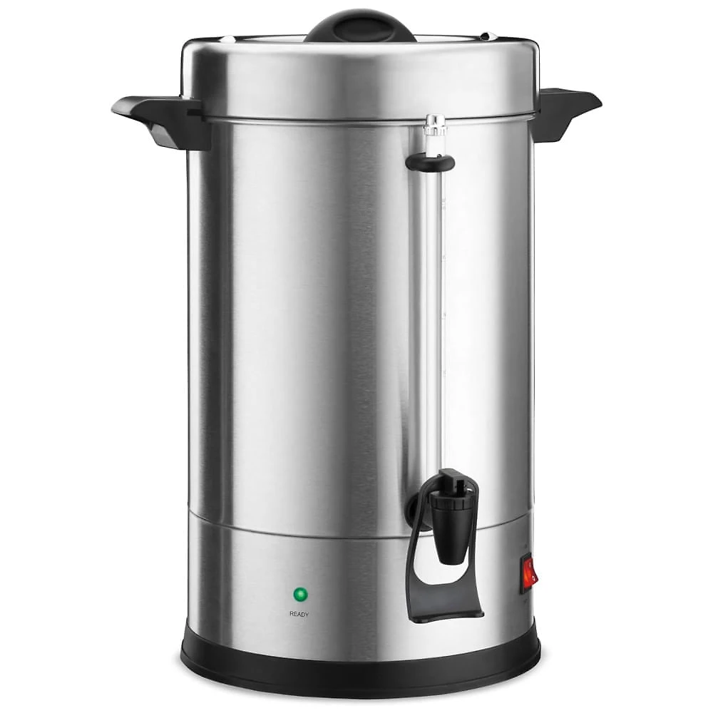 Urna de Café Comercial em Aço Inoxidável 14,7L com Medidor de Quantidade, Luz Indicadora e Plugue de 5 a 15 fases, 11...