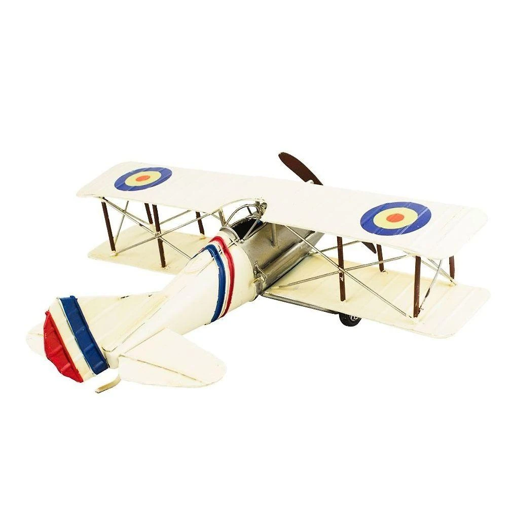 Enfeite Decorativo Avião Biplano Estilo Retrô Detalhes Realistas Creme Taimes