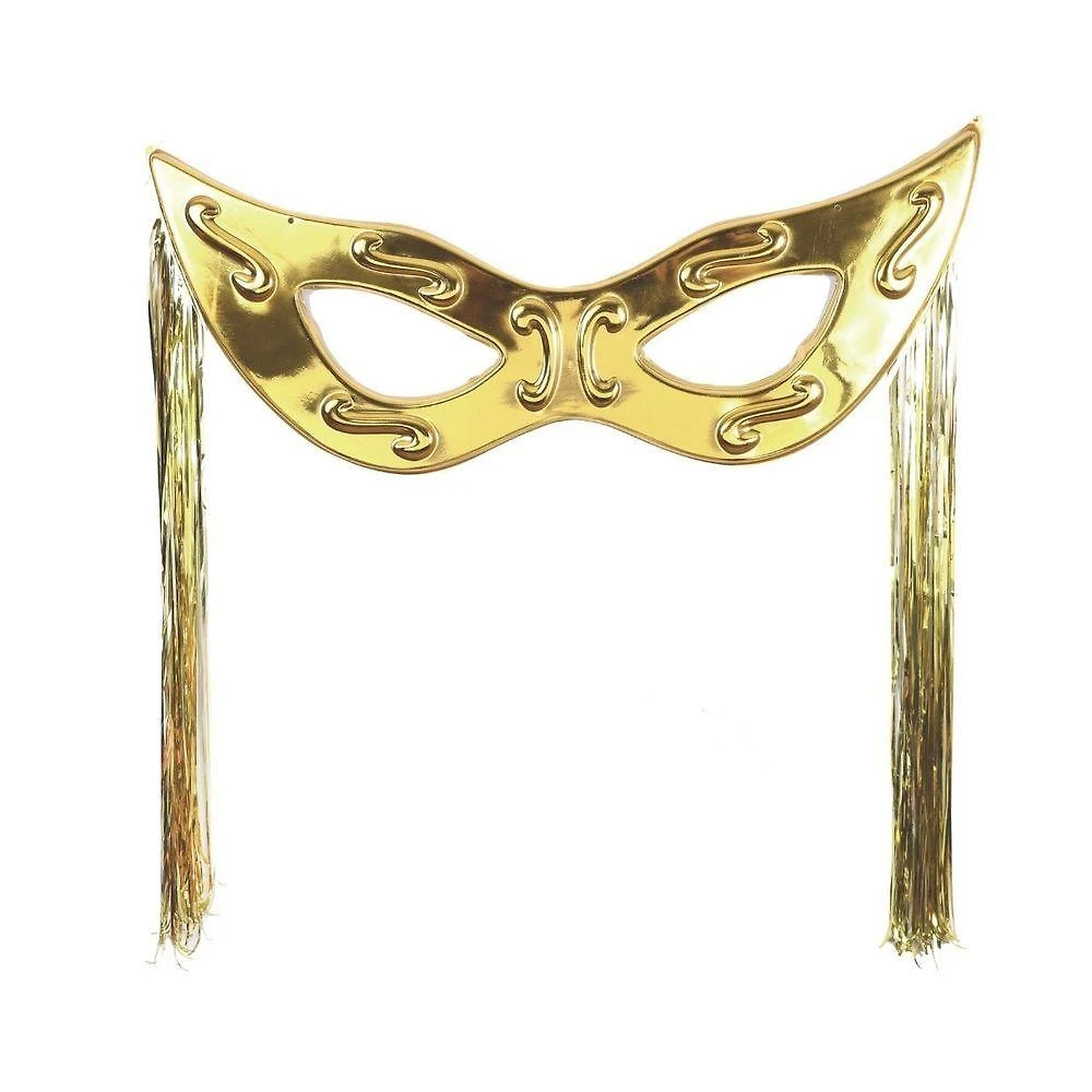 Máscara Decorativa Grande Com Chicote Festa Carnaval Cor Dourado