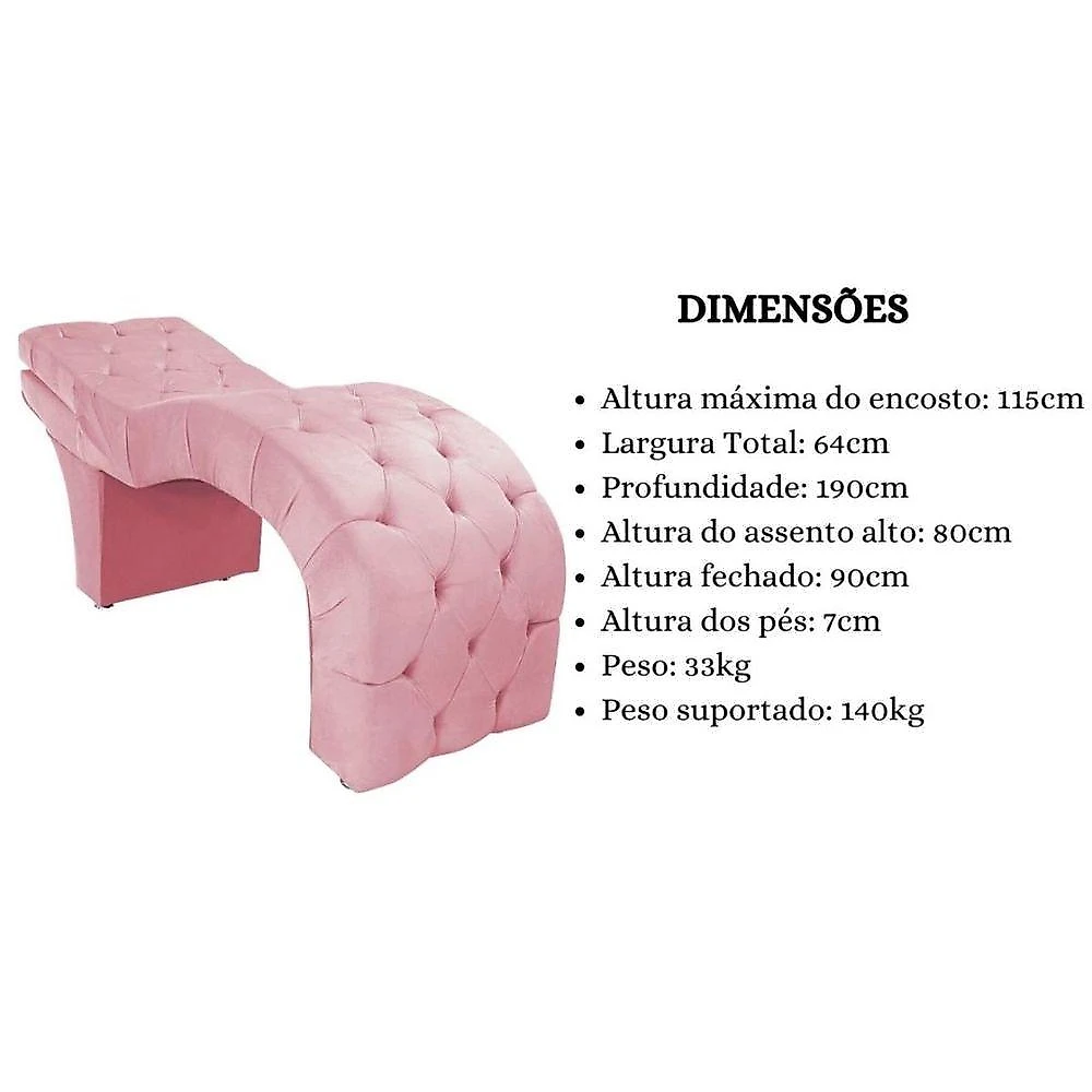 Maca Estética Estofada Reclinável Ergonômica Spa Suede Yara Cor:rosê