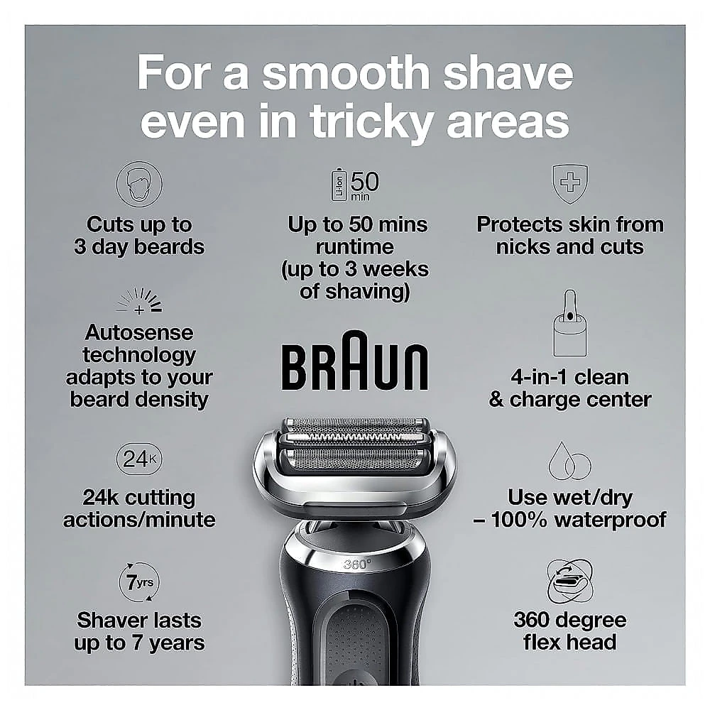 Barbeador Elétrico Masculino Portátil Braun 7075cc com Acessórios e Estojo de Couro, Bivolt