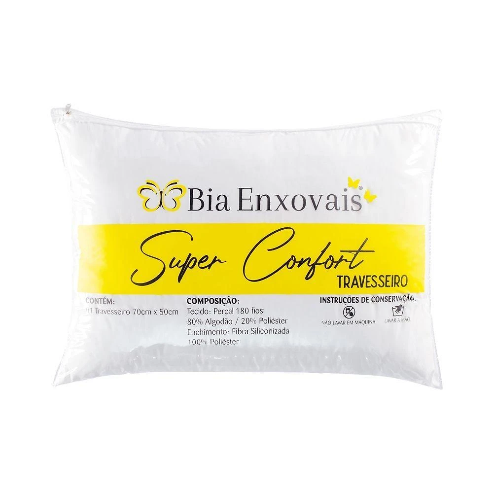 Travesseiro Confort Percal 180 Fios Fibra Siliconizada 70cm X 50cm - 1 Unidade