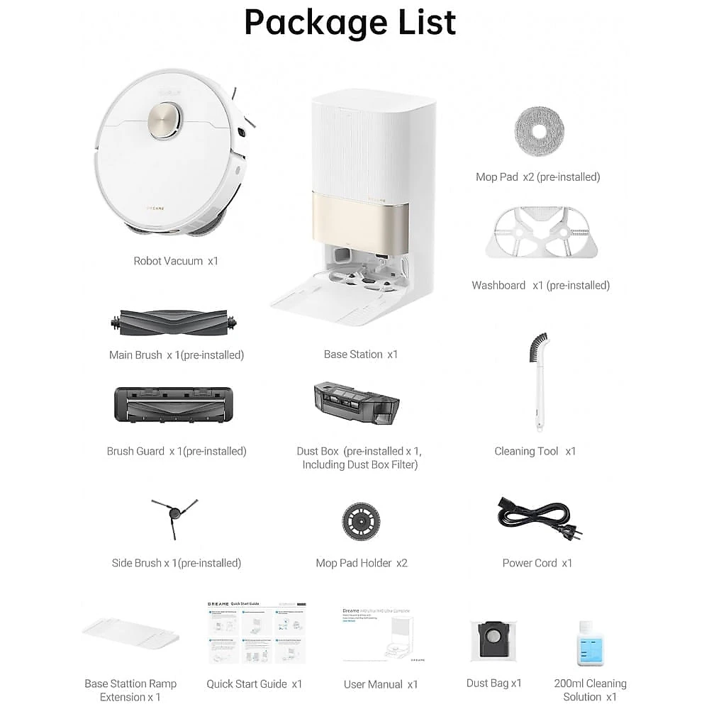 Robô Aspirador DREAME X40 Ultra 12.000Pa Esfregão Removível Auto-Limpeza 70°C Base Completa Branco